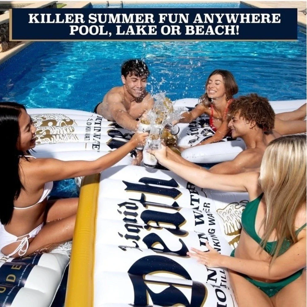 Liquid Death 6' Pool Float: Adult Novelty Water Inflatables Quench‎ Your Thirst